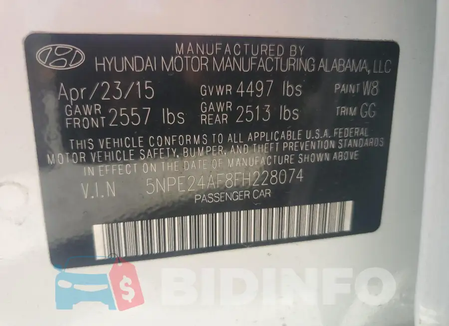 5NPE24AF8FH228074 Photo# 12