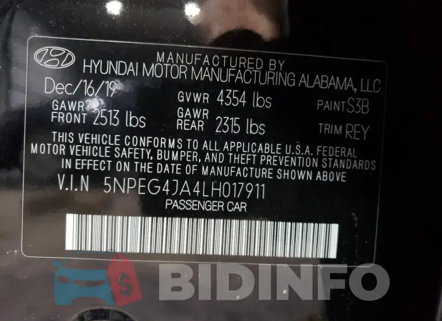 5NPEG4JA4LH017911 Photo# 13
