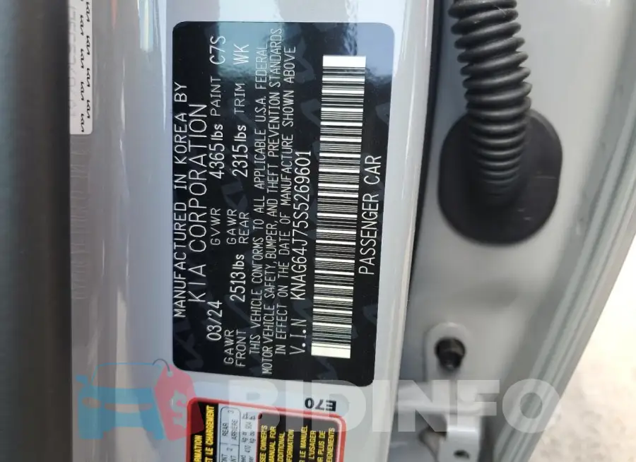 KNAG64J75S5269601 Photo# 12