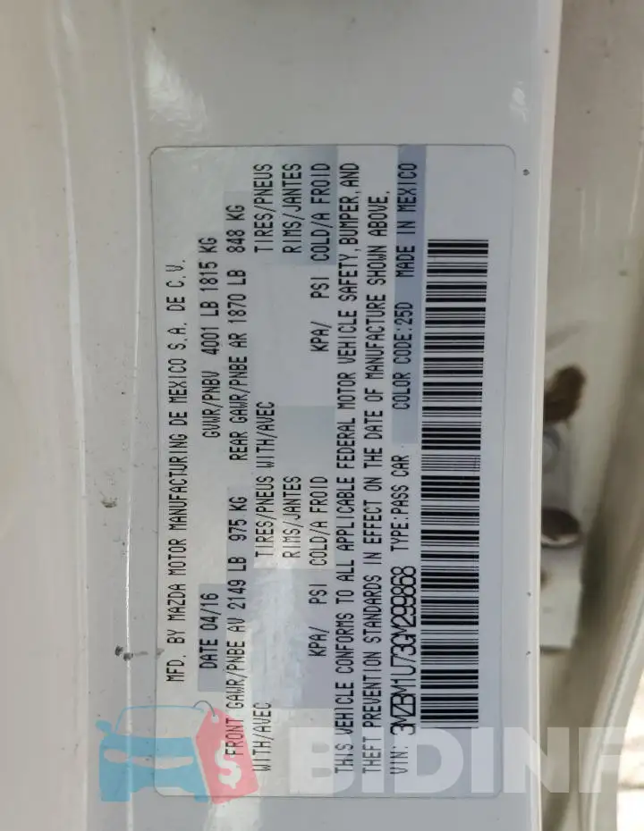 3MZBM1U73GM299868 Photo# 13