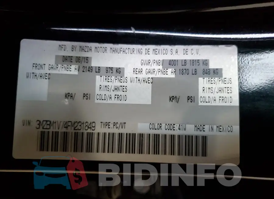 3MZBM1V74FM231849 Photo# 13