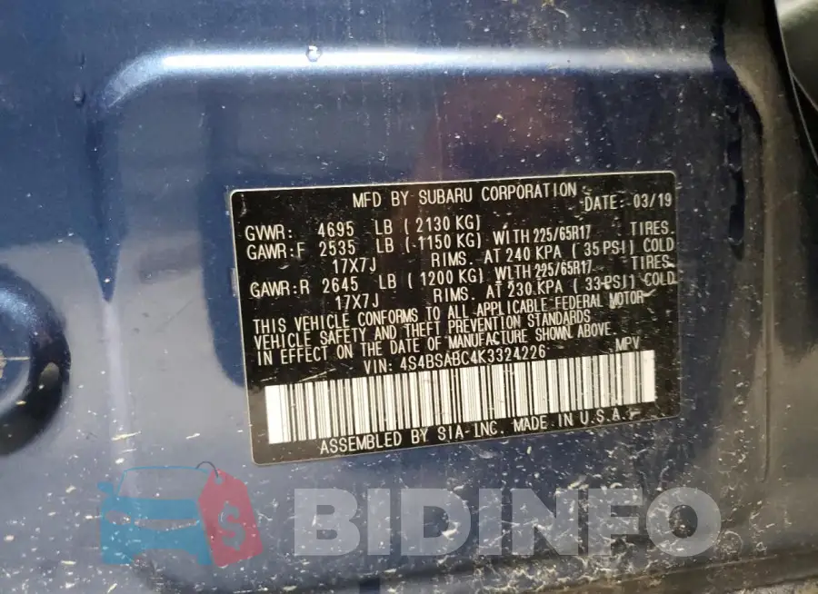 4S4BSABC4K3324226 Photo# 14
