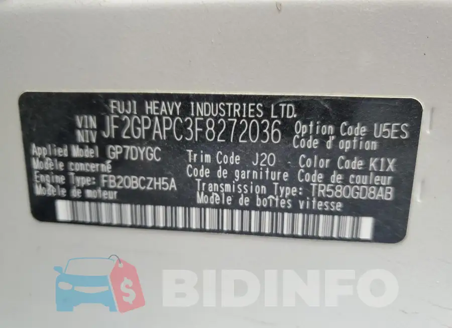 JF2GPAPC3F8272036 Photo# 12