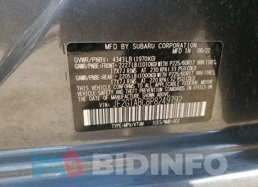 JF2GTABC8P8249792 Photo# 13
