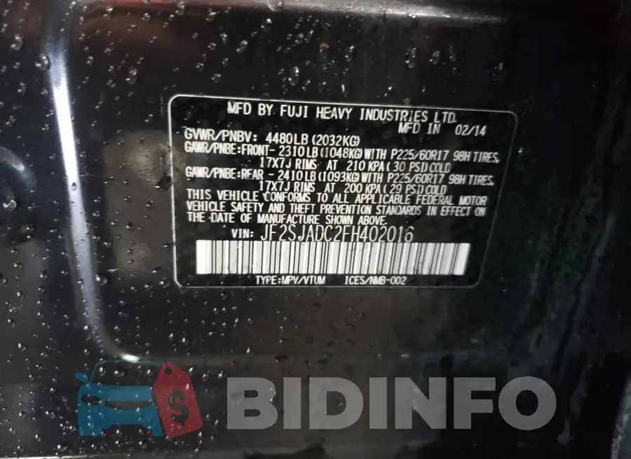 JF2SJADC2FH402016 Photo# 13