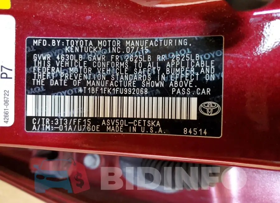 4T1BF1FK1FU992068 Photo# 13
