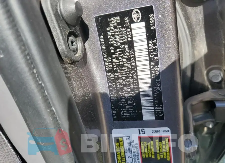 4T1C11AK7LU883135 Photo# 12