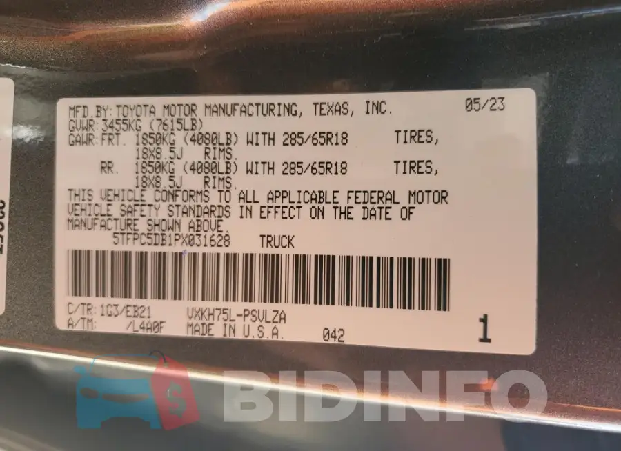 5TFPC5DB1PX031628 Photo# 12