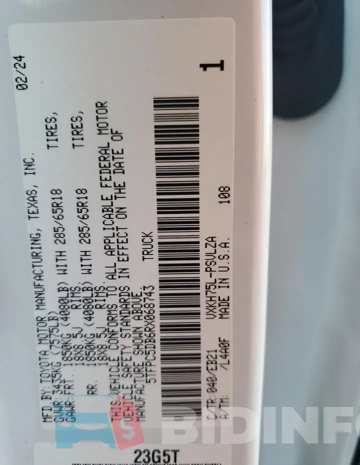 5TFPC5DB6RX068743 Photo# 12