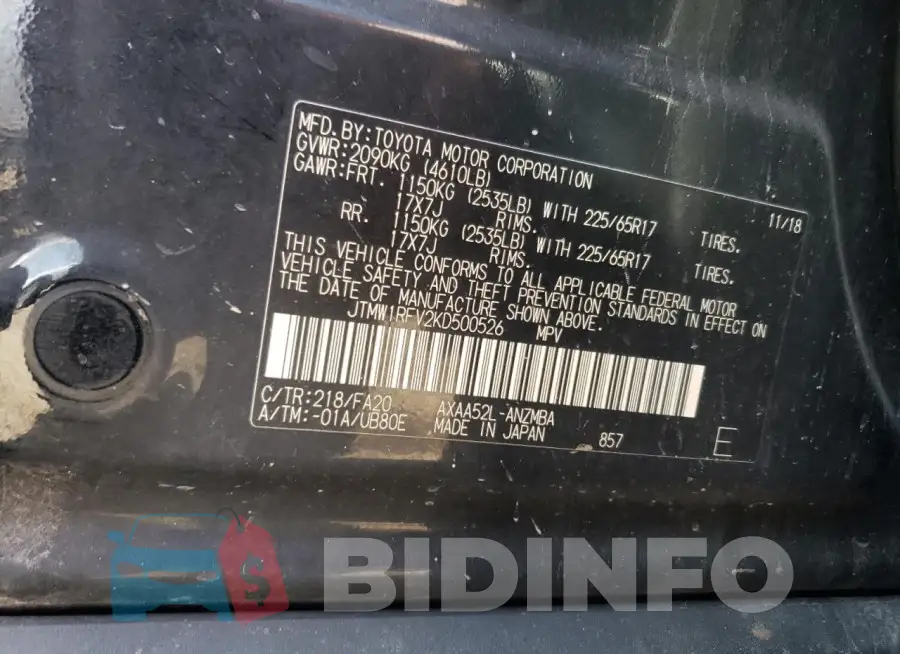 JTMW1RFV2KD500526 Photo# 14