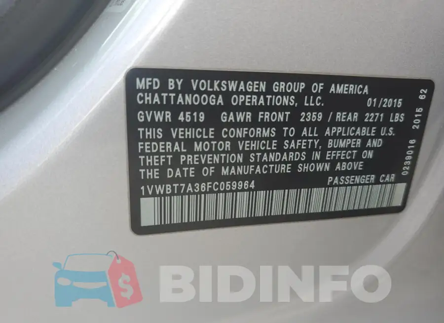 1VWBT7A36FC059964 Photo# 12