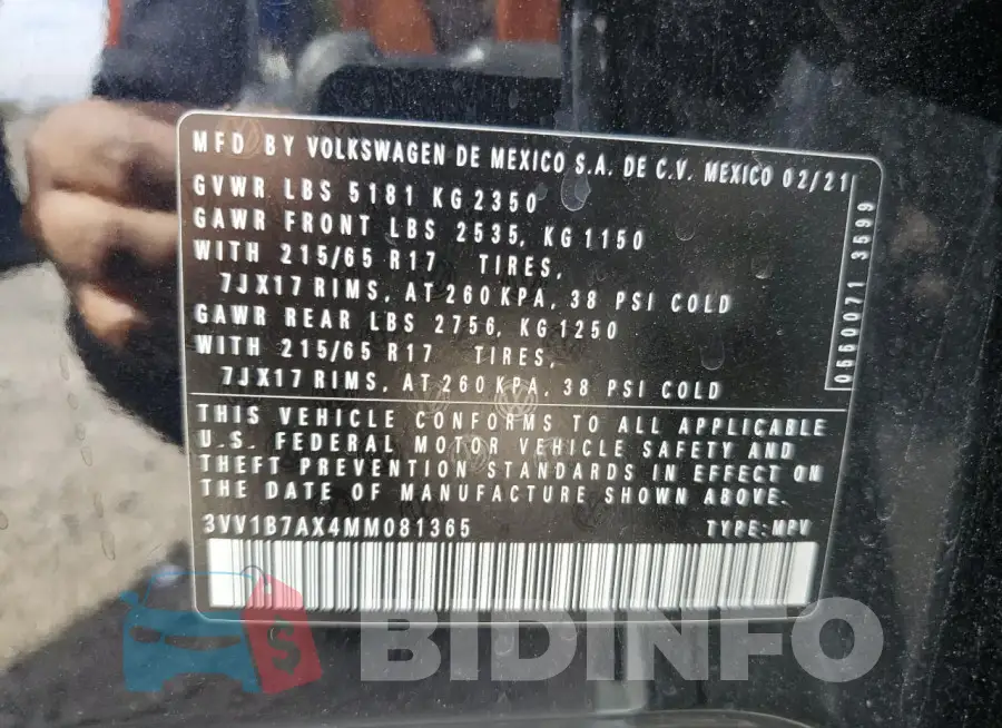 3VV1B7AX4MM081365 Photo# 13