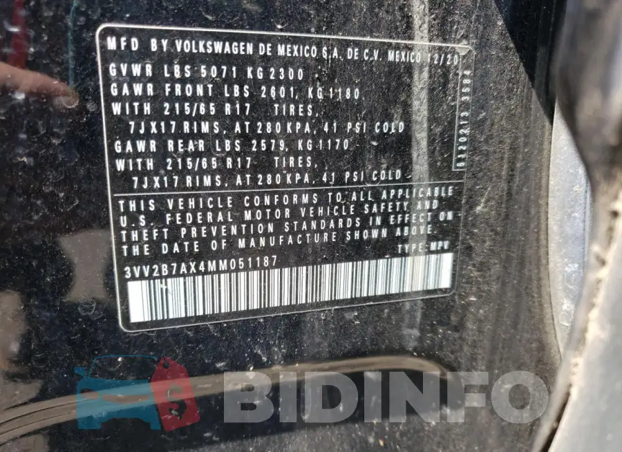 3VV2B7AX4MM051187 Photo# 14