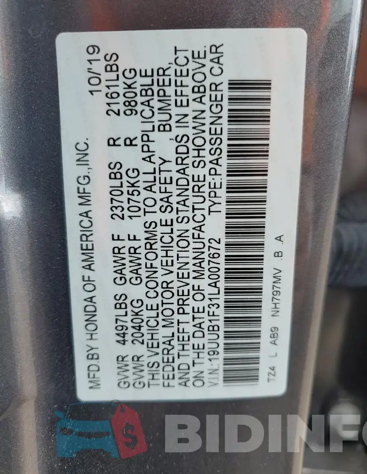 19UUB1F31LA007672 Photo# 13