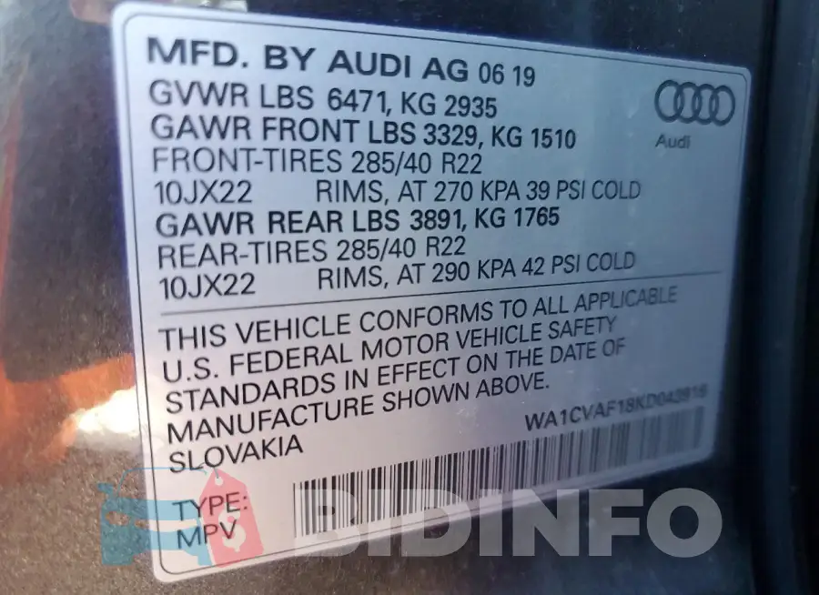 WA1CVAF18KD043916 Photo# 13