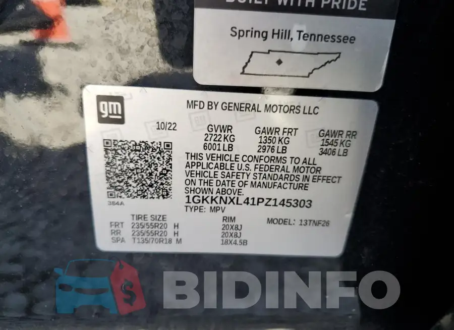 1GKKNXL41PZ145303 Photo# 13