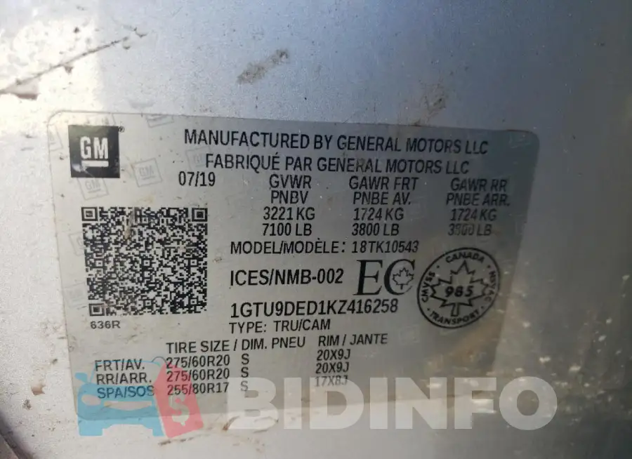 1GTU9DED1KZ416258 Photo# 13
