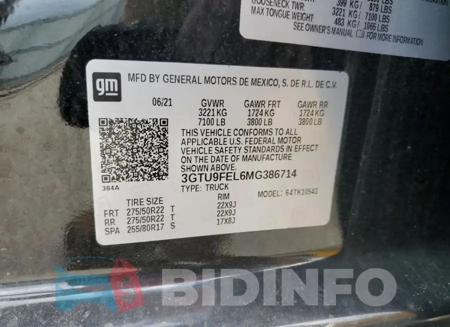 3GTU9FEL6MG386714 Photo# 14