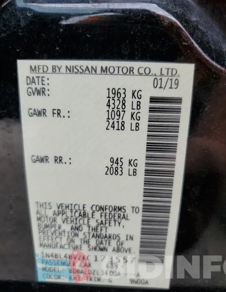 1N4BL4BV2KC173557 Photo# 12
