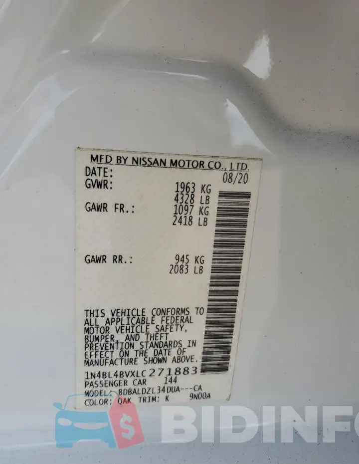 1N4BL4BVXLC271883 Photo# 12