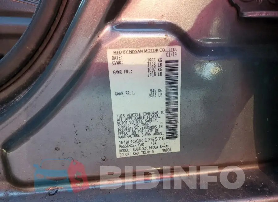 1N4BL4CV1KC176576 Photo# 12