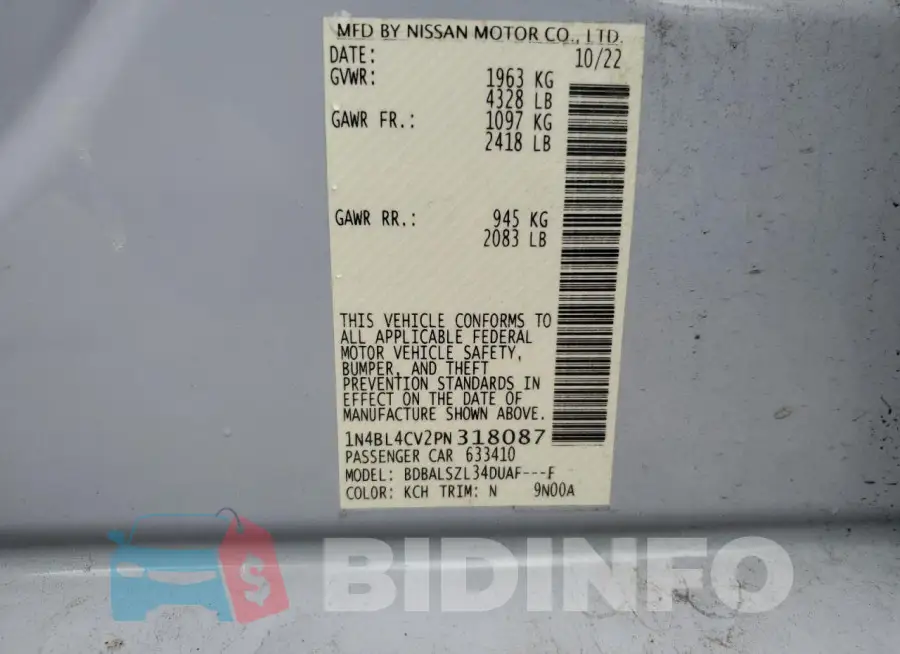 1N4BL4CV2PN318087 Photo# 13