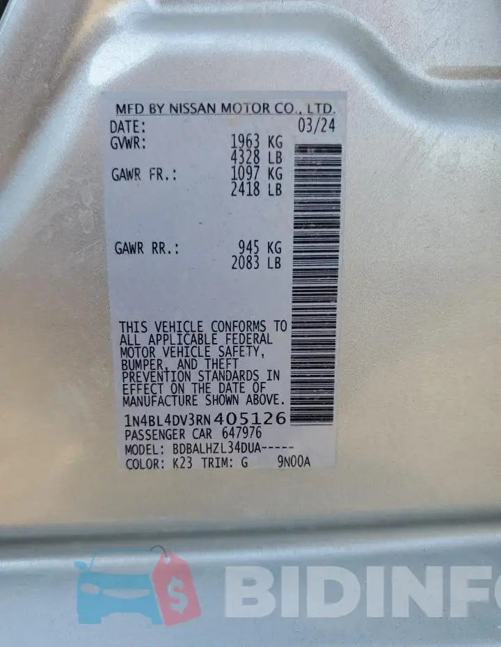 1N4BL4DV3RN405126 Photo# 12