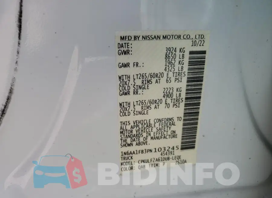 1N6AA1FB3PN103245 Photo# 13