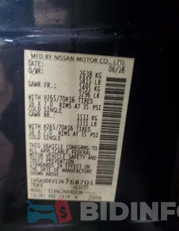 1N6AD0EV1JN768701 Photo# 13