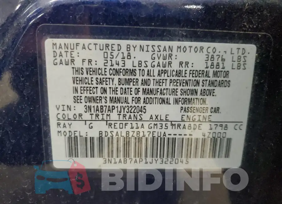 3N1AB7AP1JY322045 Photo# 12
