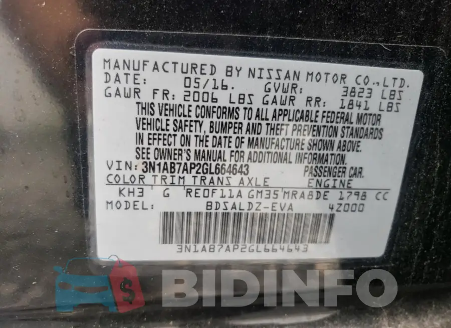 3N1AB7AP2GL664643 Photo# 13