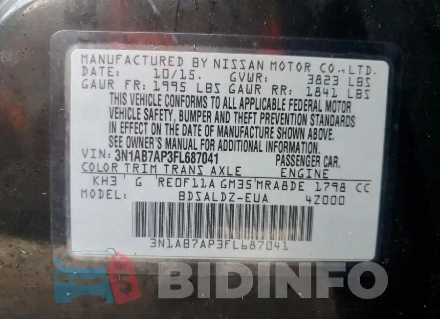 3N1AB7AP3FL687041 Photo# 13
