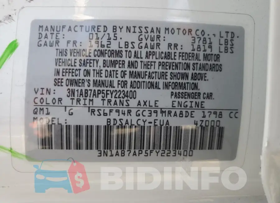 3N1AB7AP5FY223400 Photo# 13
