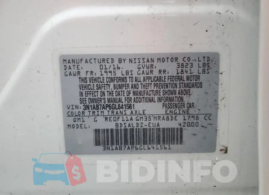 3N1AB7AP6GL641561 Photo# 12