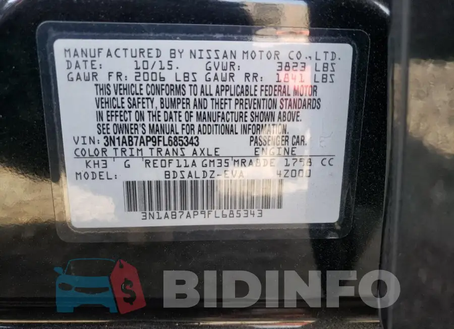 3N1AB7AP9FL685343 Photo# 12