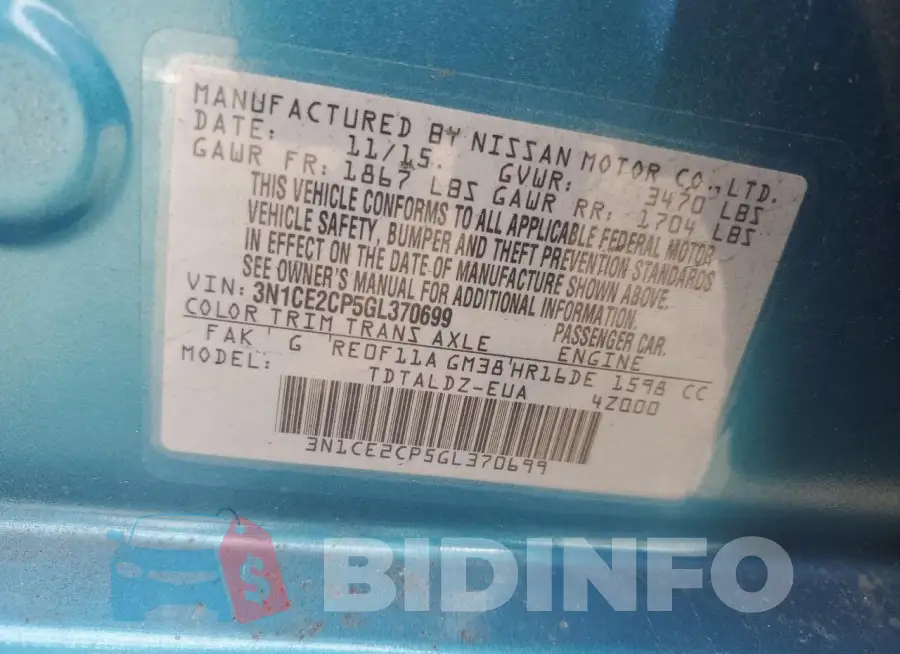 3N1CE2CP5GL370699 Photo# 12