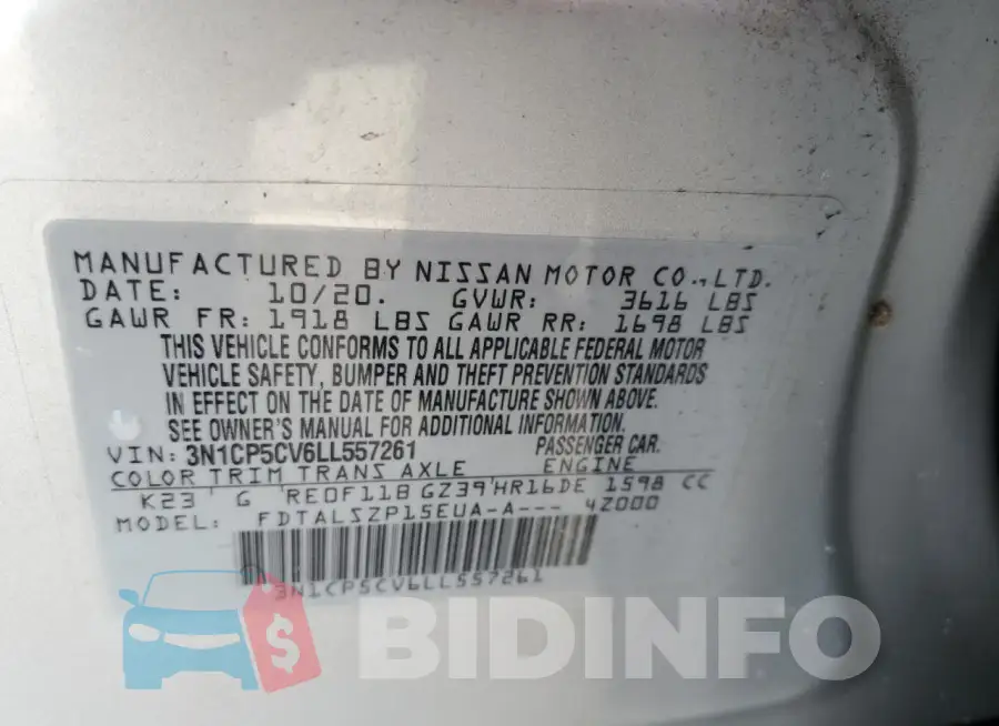 3N1CP5CV6LL557261 Photo# 14