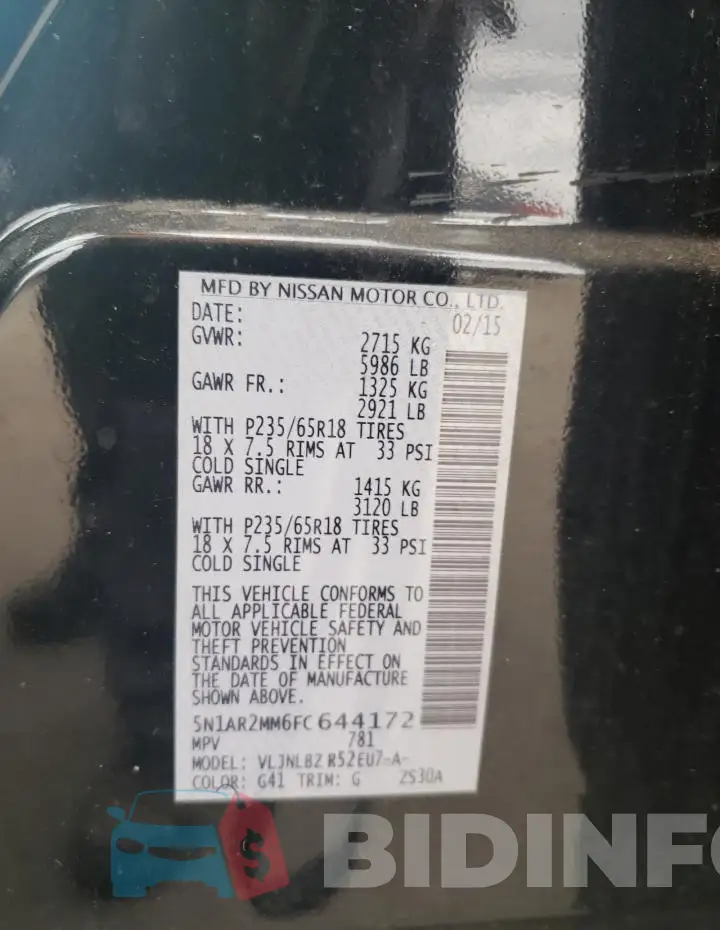 5N1AR2MM6FC644172 Photo# 12
