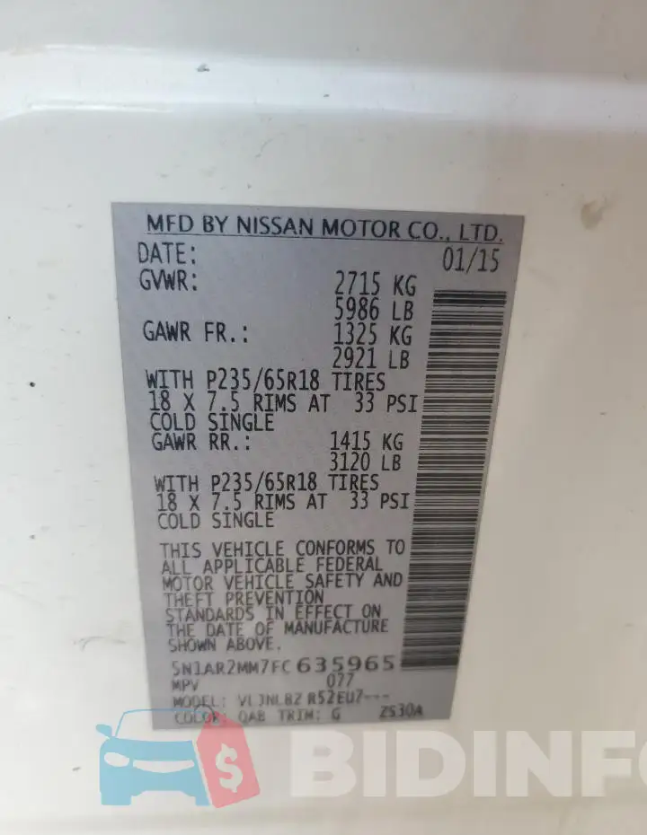 5N1AR2MM7FC635965 Photo# 13