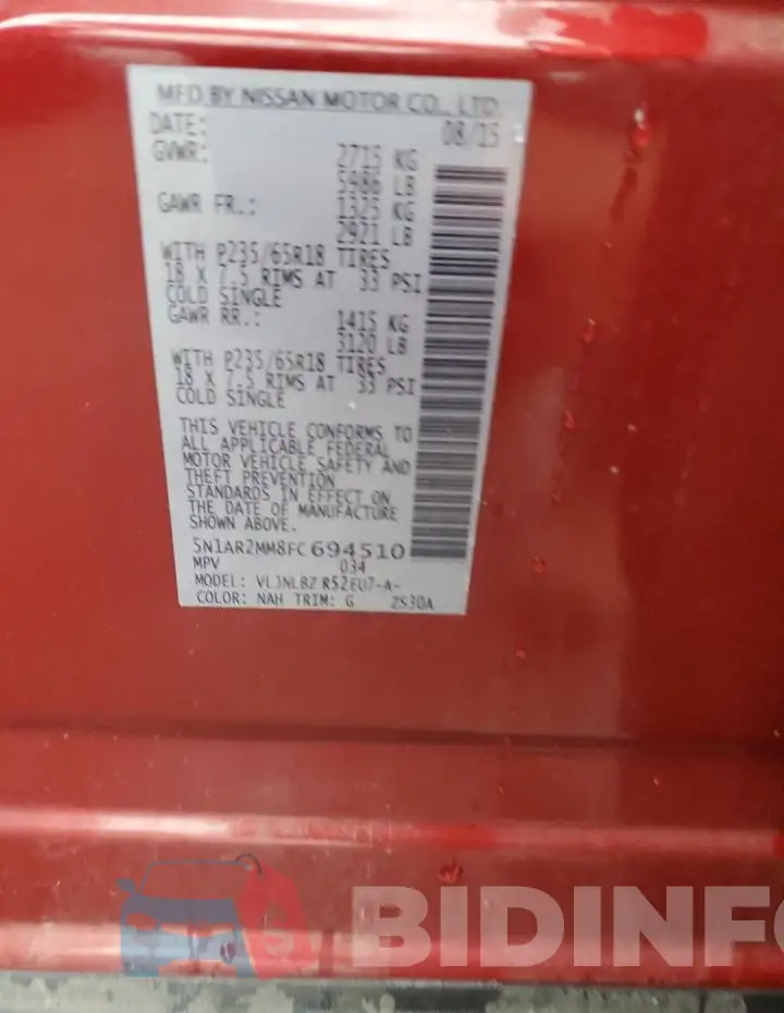 5N1AR2MM8FC694510 Photo# 13
