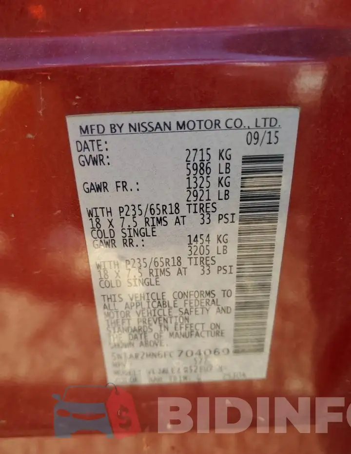 5N1AR2MN6FC704069 Photo# 13