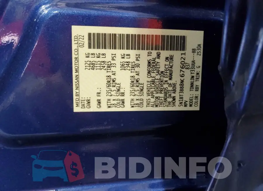 5N1BT3BB8NC676021 Photo# 14