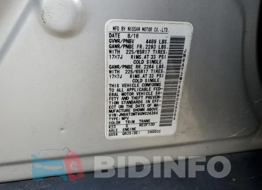 JN8AT2MT9GW024384 Photo# 13