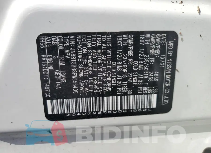 JN8BT3BB8PW353405 Photo# 13