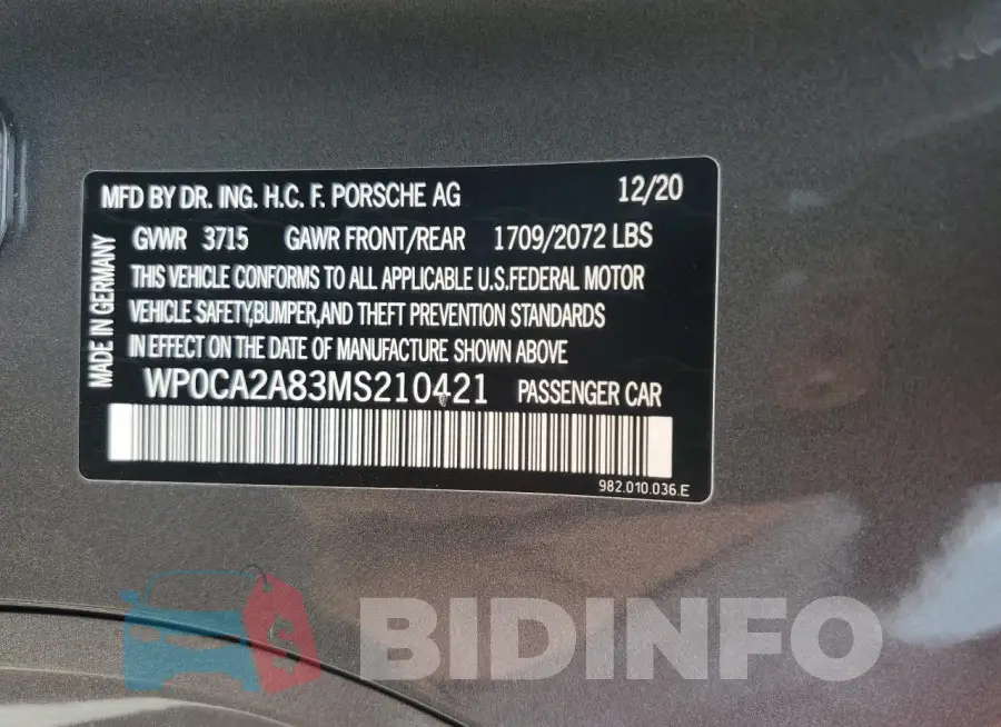 WP0CA2A83MS210421 Photo# 13