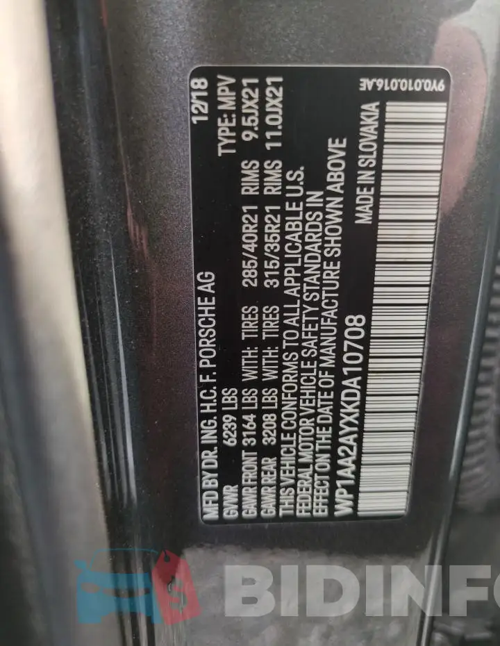 WP1AA2AYXKDA10708 Photo# 14