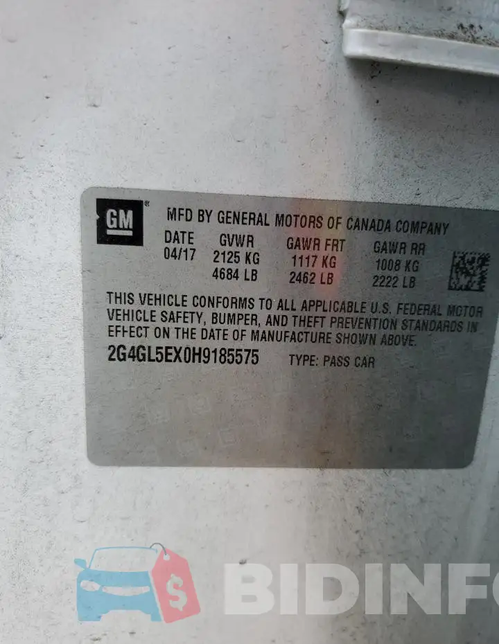 2G4GL5EX0H9185575 Photo# 12
