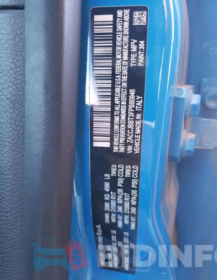 ZACCJBBT3FPB80946 Photo# 13