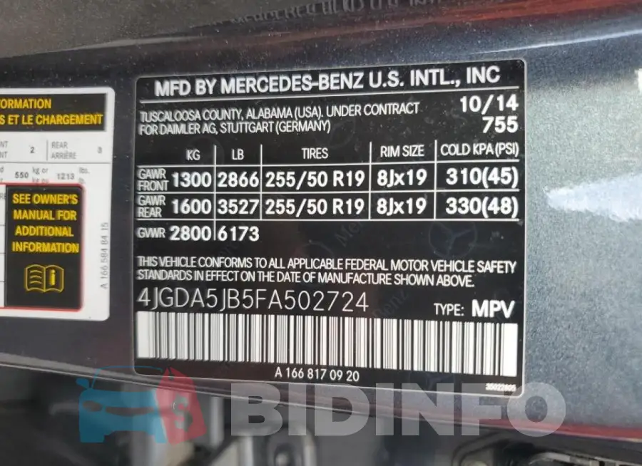 4JGDA5JB5FA502724 Photo# 13