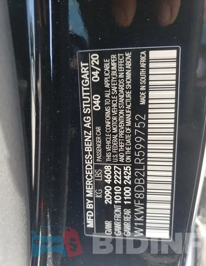 W1KWF8DB2LR599752 Photo# 12